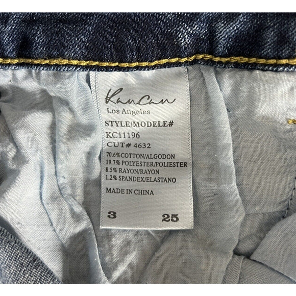 KanCan Skirt Juniors 3 25" Blue Denim Pencil Straight Mini Skirt Distress Casual - Picture 6 of 7